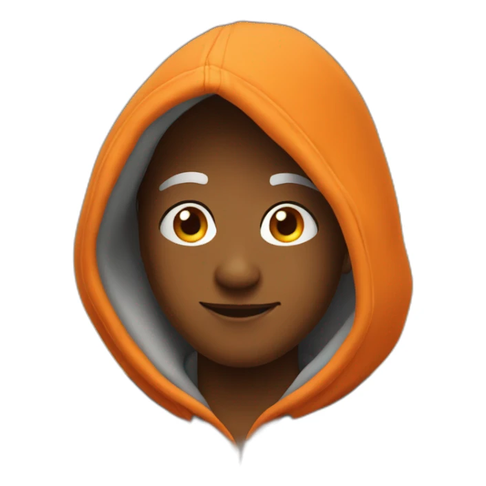 A cartoon character wearing an orange hoodie sticker