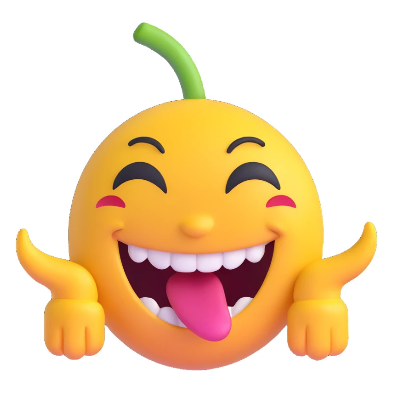 dirty, filthy, gross laughing emoji with crooked teeth, drooling, 3D emoji style sticker