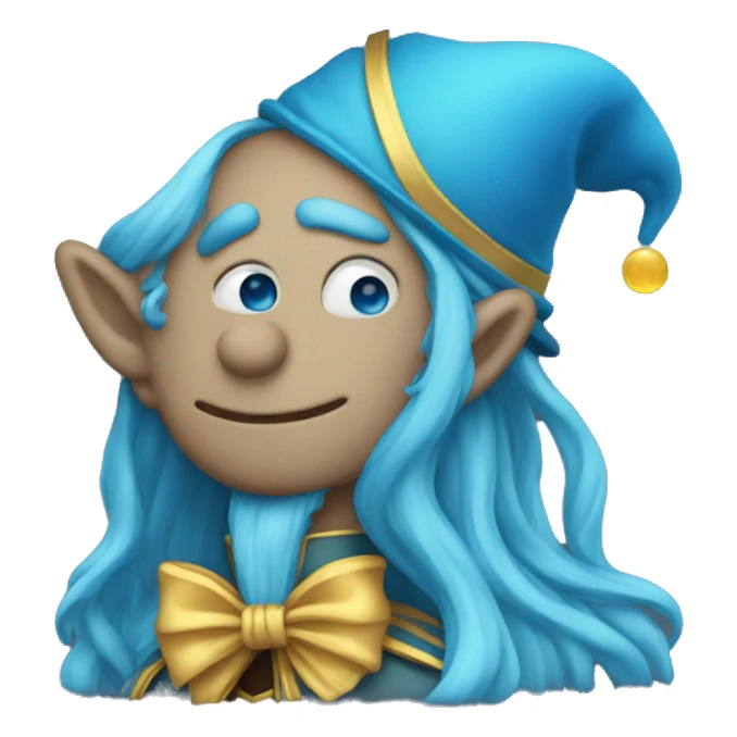 magician with long blue hair covering his eyes sticker