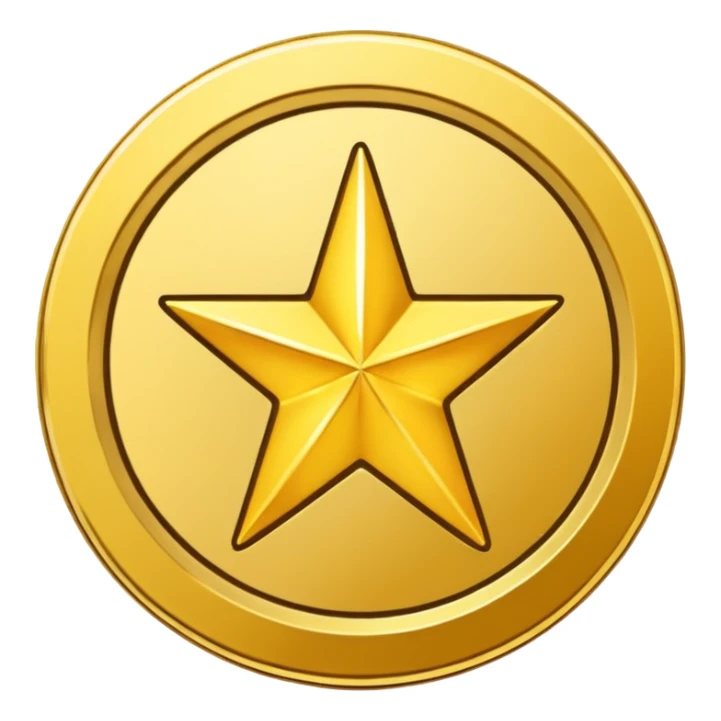 Gold star coin emoji in a circle sticker
