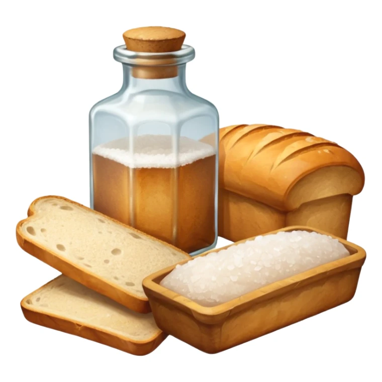 a one victorian bottle of salt and a loaf of bread sticker