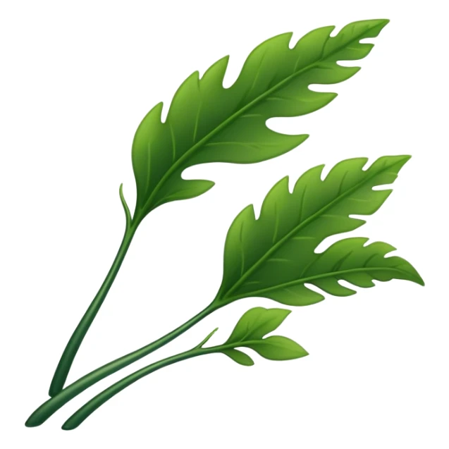 2-3 long leaves simple design green seaweed sticker