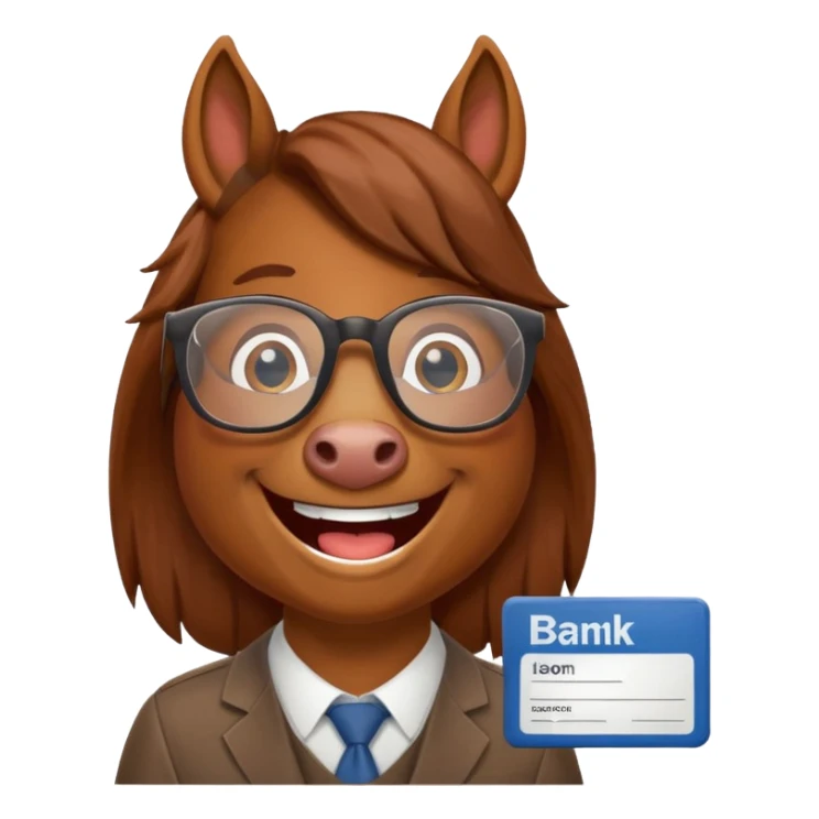 Laughing horse who is a smart bank clerk but laughing sticker