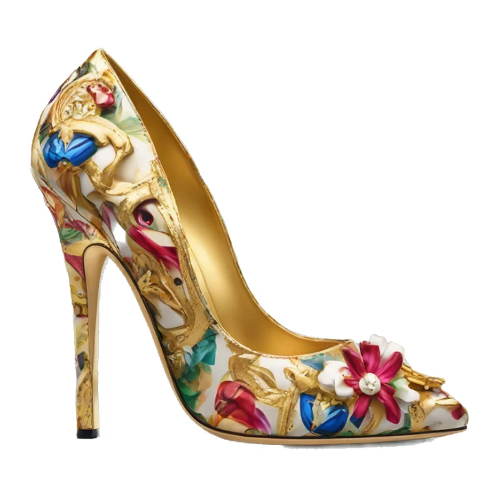 Dolce and Gabbana high heels with colourful print and golden detais  sticker