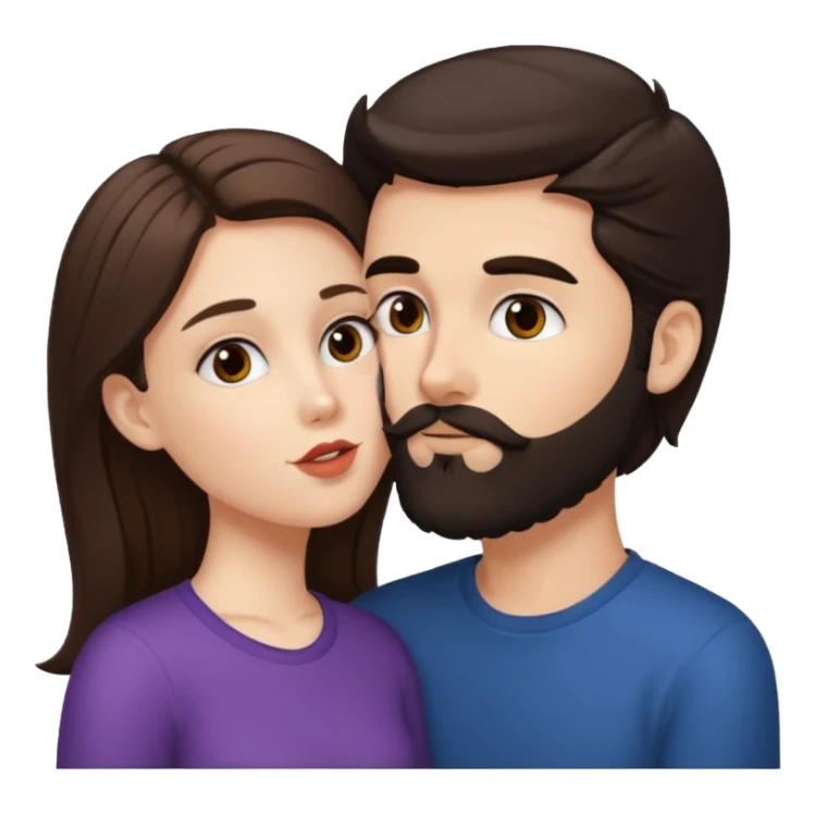 Brunette haired white girl kissing and dar bearddark brown haired white boy sticker