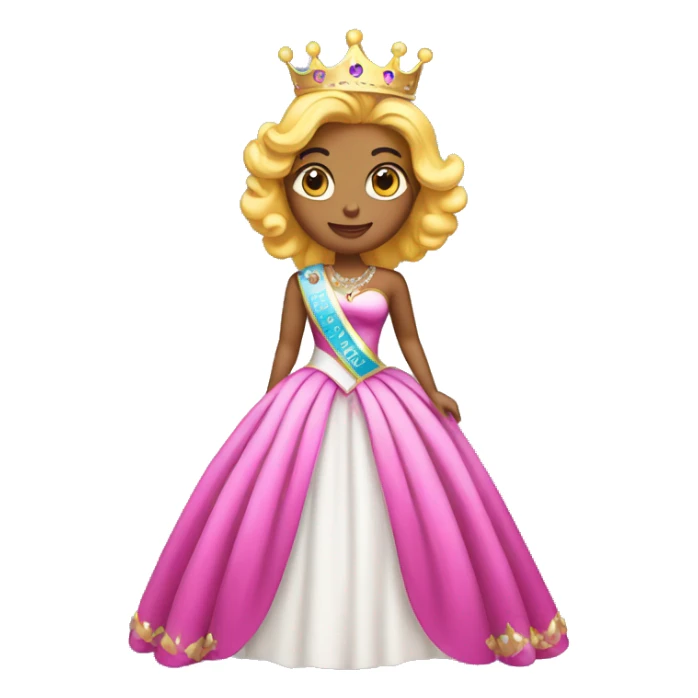 Pageant queen with sash and crown on full body sticker