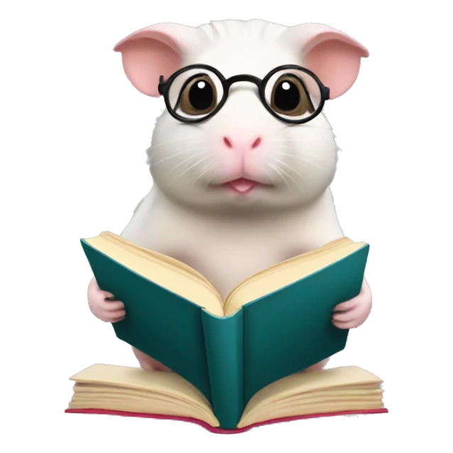 Hairless guinea pig reading a book sticker