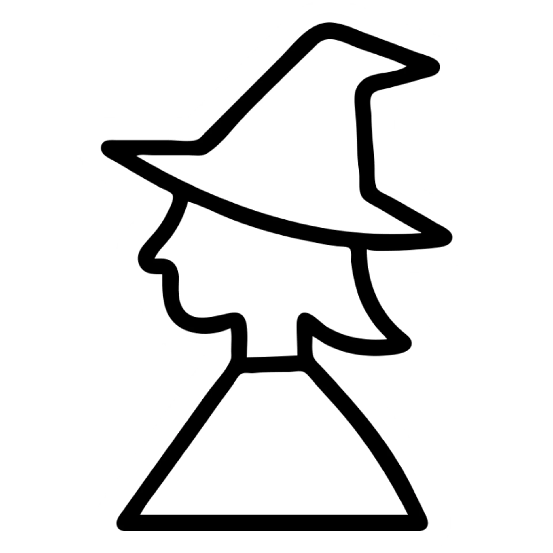 minimalist witch, simple lines, black and white, abstract sticker