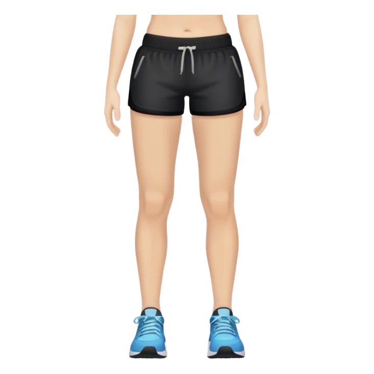 front view of full legs female with black gym shorts sticker
