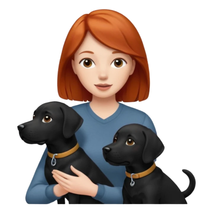 Redhead woman playing with black lab sticker