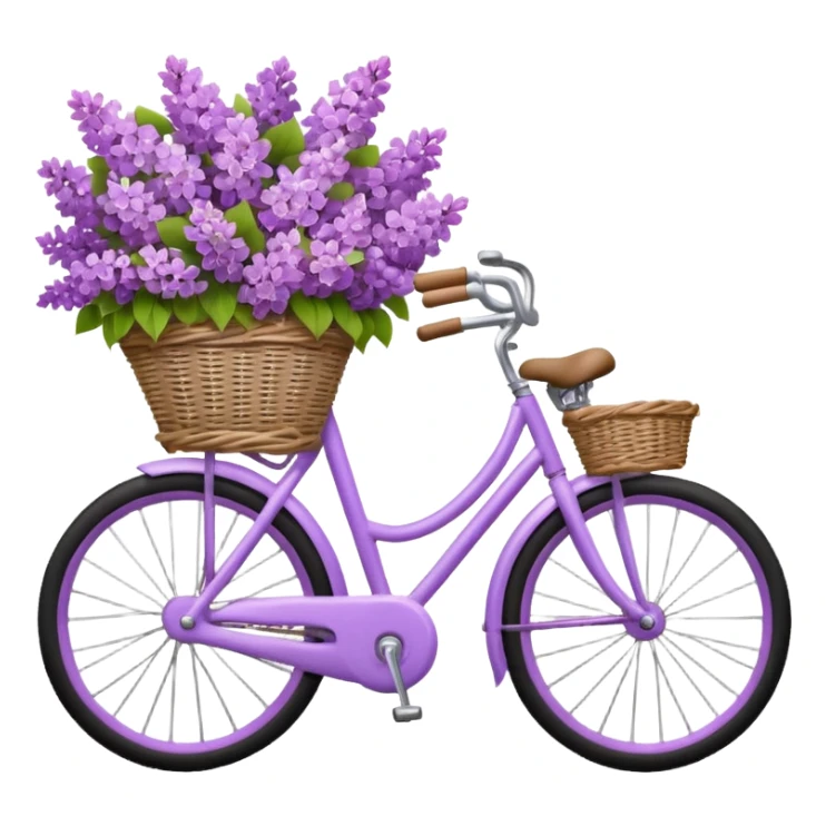 lilac bicycle with lilac flower basket sticker