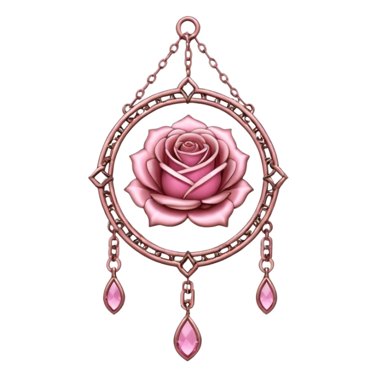 Rose-pink-metal-chained romantic delicate fine pretty suncatcher  sticker