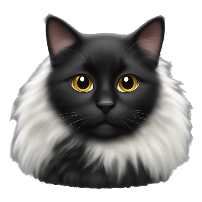 fluffy black cat with white spot on nose sticker