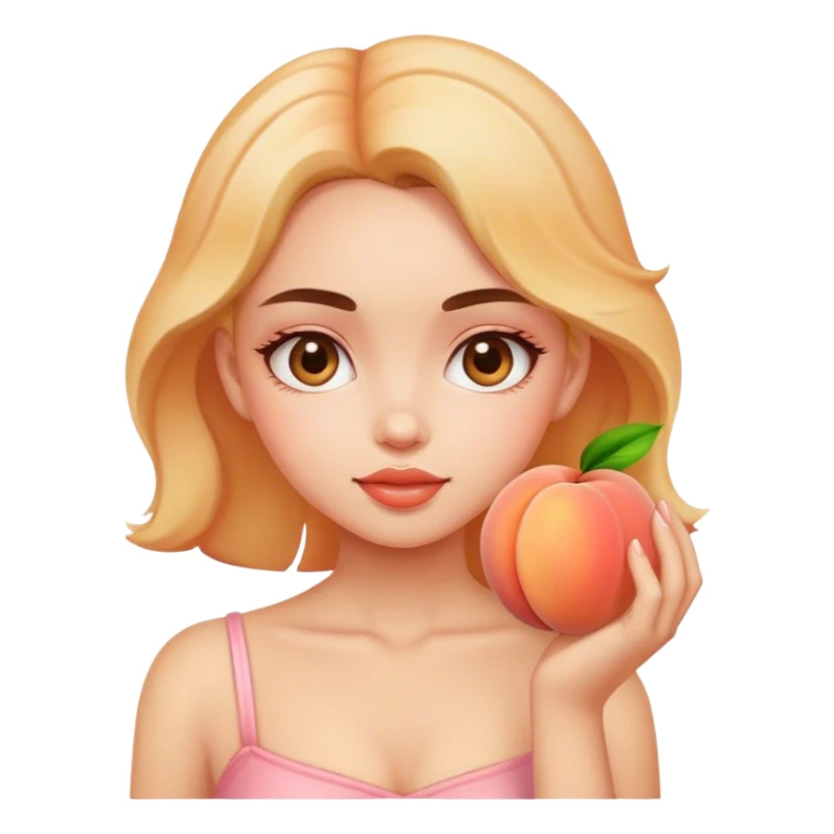 Girl with peach sticker