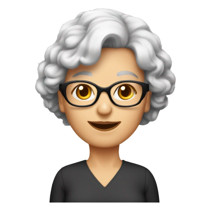 femme 70 ans rousse cheveux bouclés courts avec des lunettes  sticker