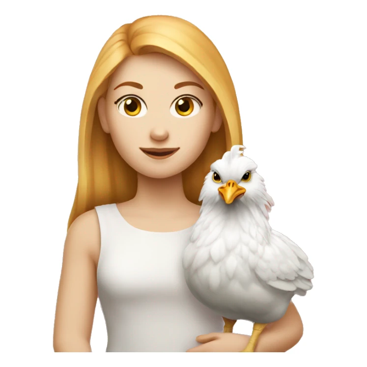 White Ginger girl with a brahma hen sticker