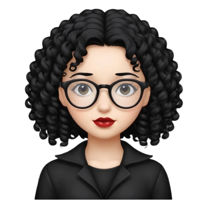 curly gothic girl with glasses sticker