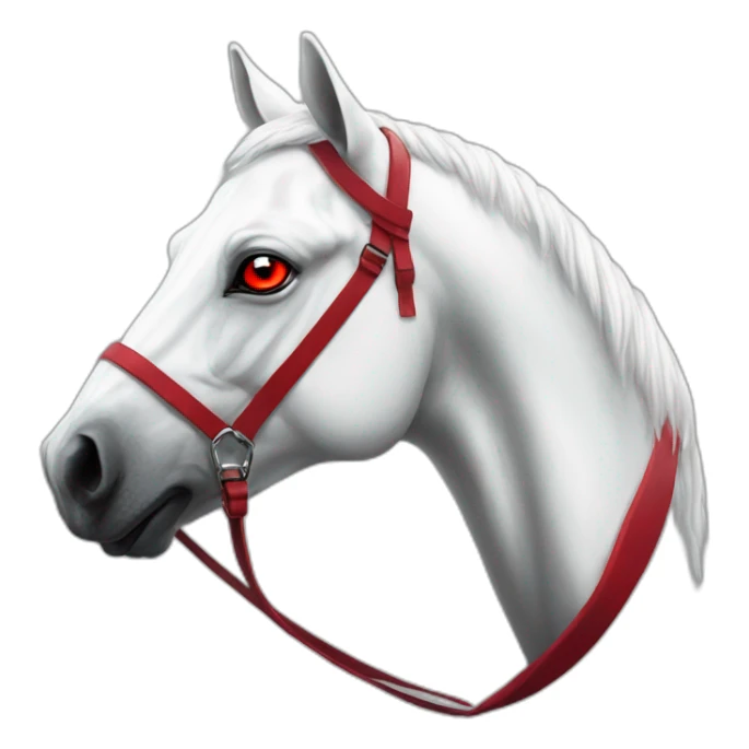 White horse with red eyes in black suit, portrait sticker