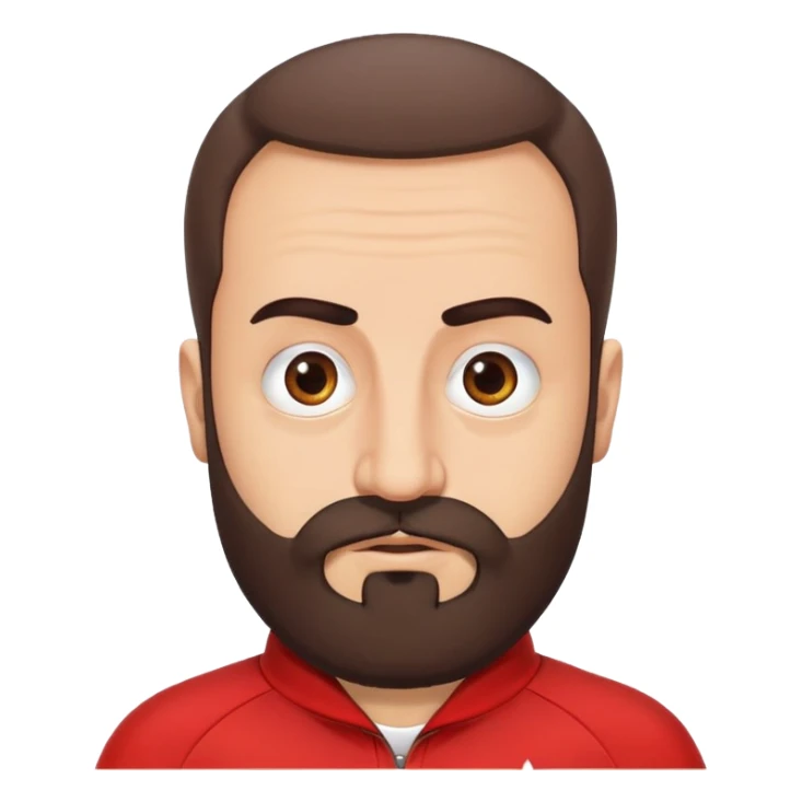 Recep İvedik, Turkish comedy character, bushy eyebrows, thick beard, red tracksuit, humorous expression sticker
