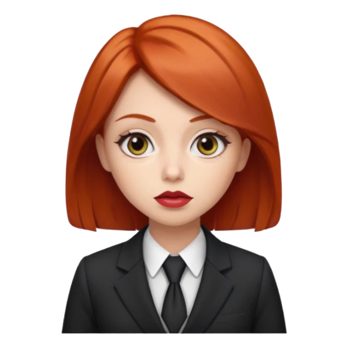 red haired girl, with thick lips, big eyes and she looks like an attorney sticker