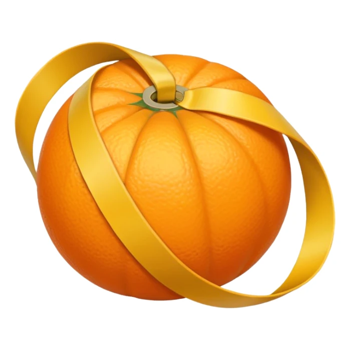 generate an orange with a yellow tailors tape wrapped the center sticker