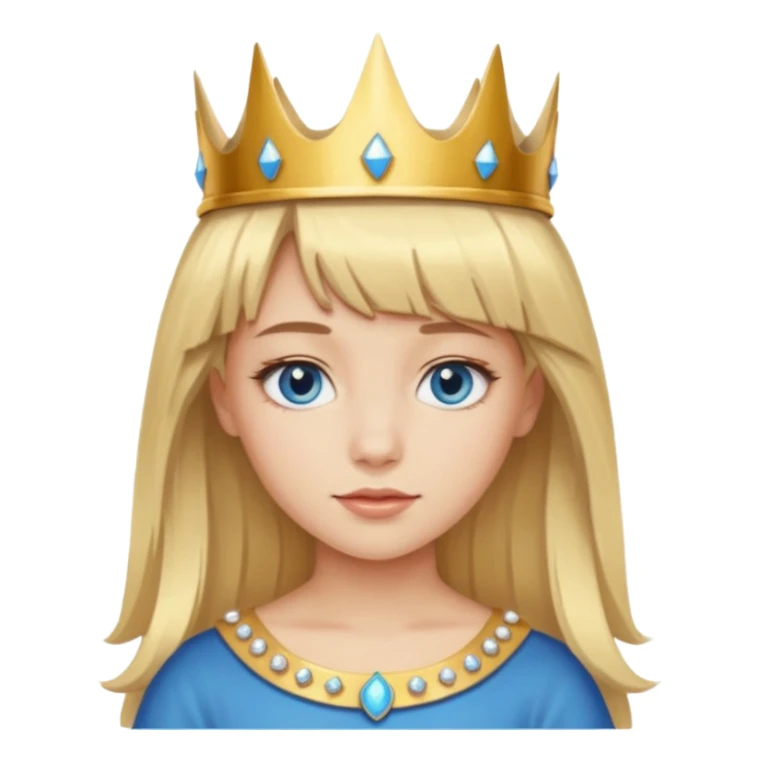 simple Blonde girl with bangs and blue eyes, and a simple crown sticker