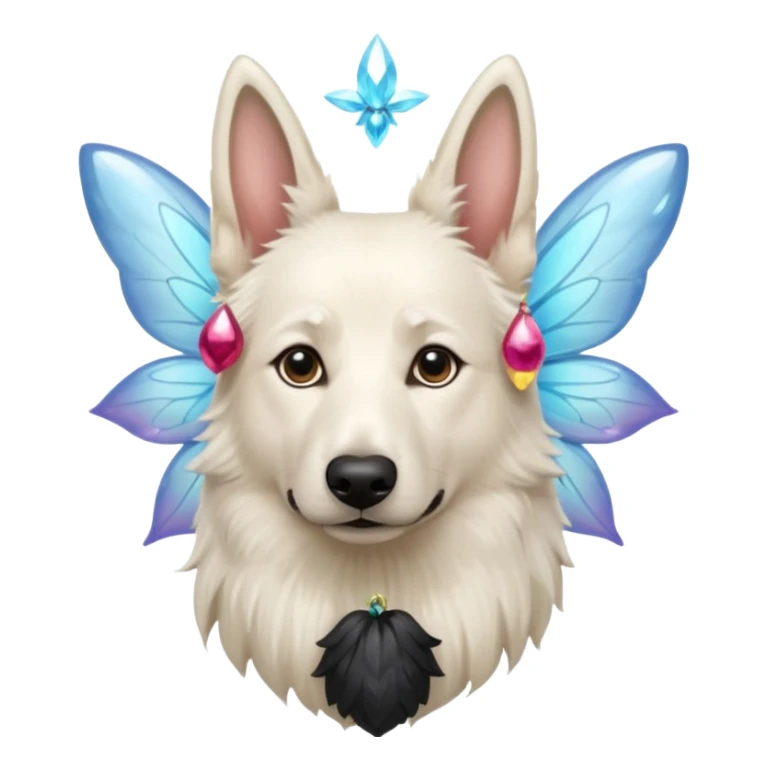 White belgian Shepard feels a fairy sticker