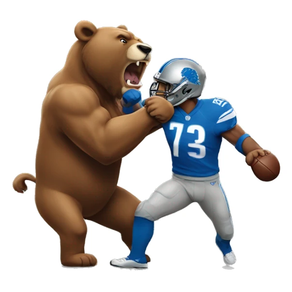 Detroit lion punching a bear sticker
