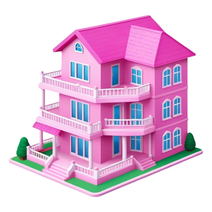 Pink Barbie dream house, isometric exterior view sticker