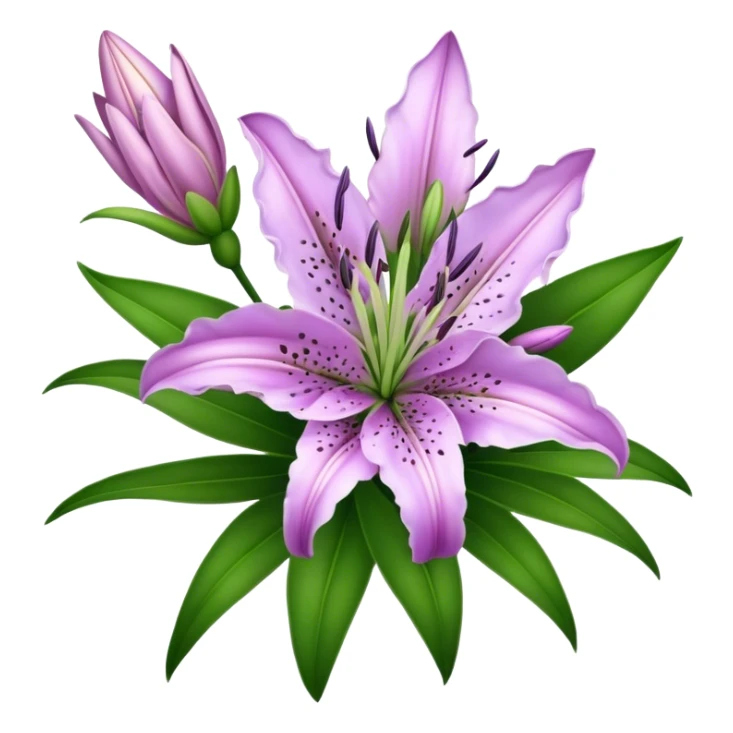 bouquet Lavender Oriental Lily, luxuriant, leaf, bud sticker