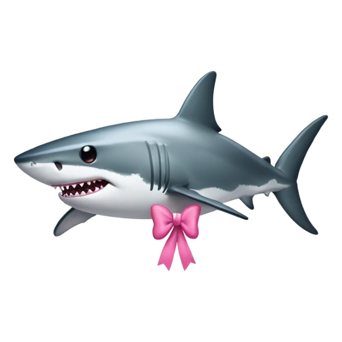 A great white shark with long eye lashes and a pink bow sticker