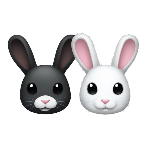 A black bunny rabbit and a white bunny rabbit in love. Designed only to show the outline of the bunnies and no hard detailing. sticker