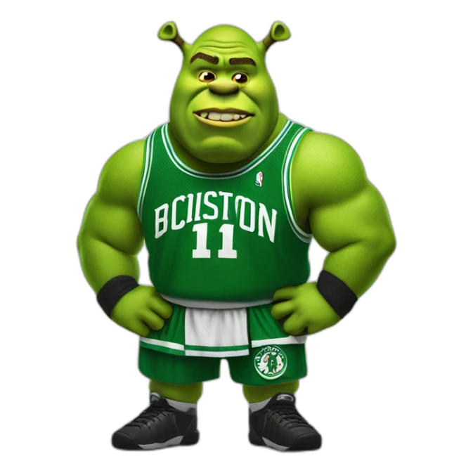 shrek with green boston celtics jerssey sticker