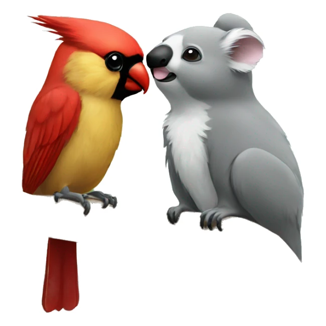 cardinal bird and koala bear kiss sticker
