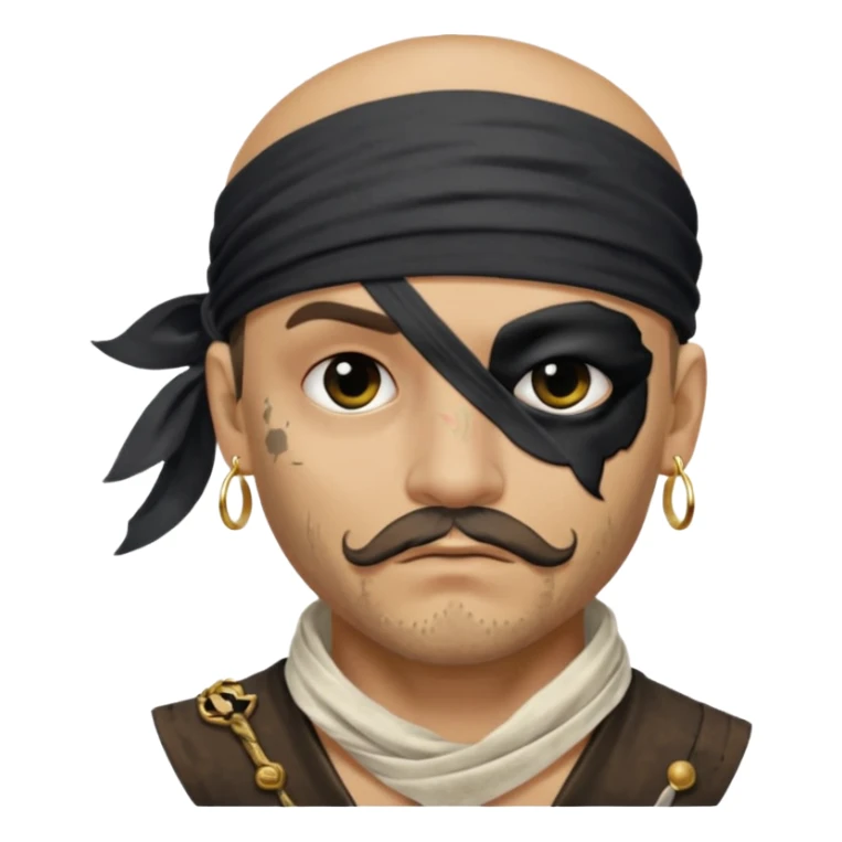 pirate with black eyepatch covering one eye and that eye not showing sticker