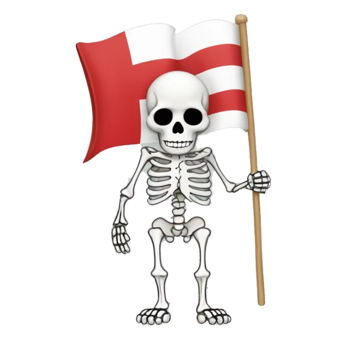 skeleton infont of danish flag sticker