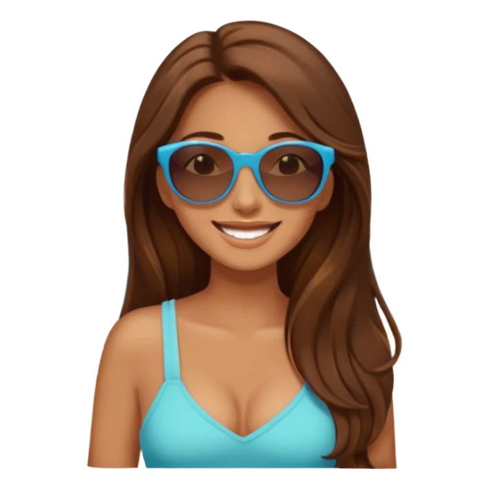 woman with long brown hair happy on vacation sticker