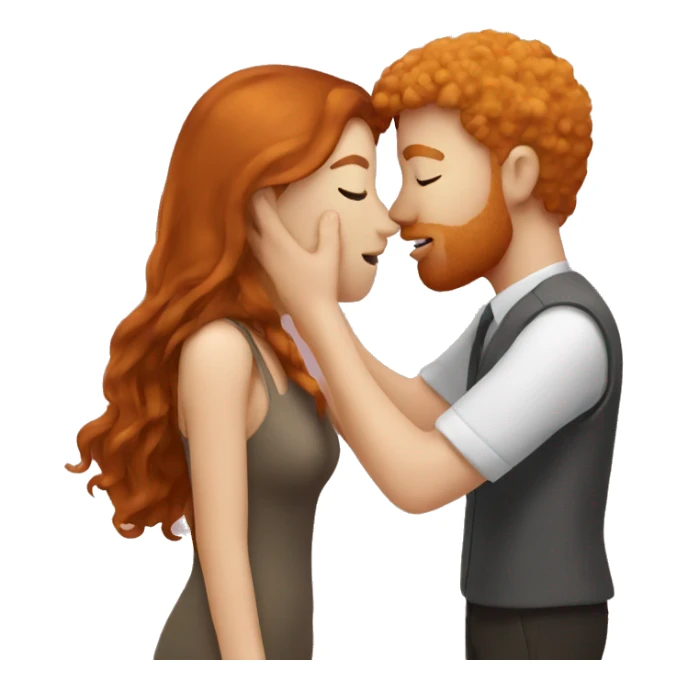 Ginger man kissing brown hair woman sticker
