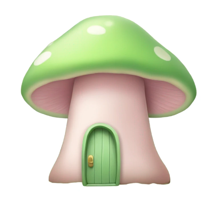 Light pastel pink mushroom house green moss sticker