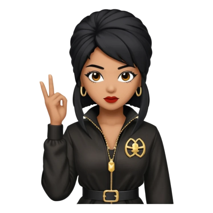 Queen Ninja, R&B Singer, with black hair sticker