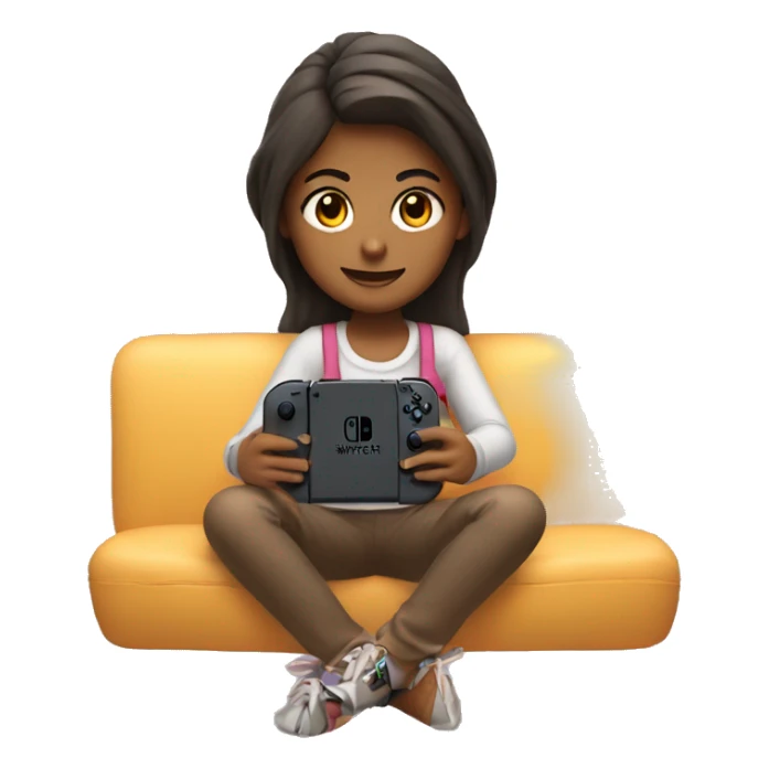 A girl is sitting and playing a Nintendo Switch sticker