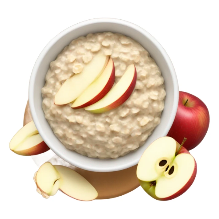 Bowl of overnight oats with sliced apple sticker