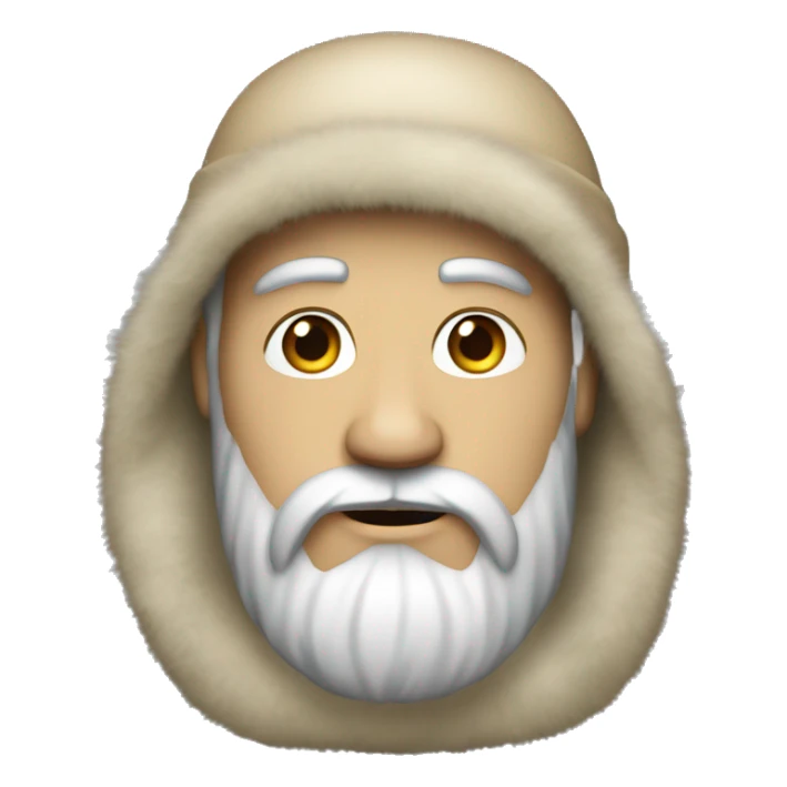 a white man with a black long beard and a beige cap, wearing a fur jacket sticker