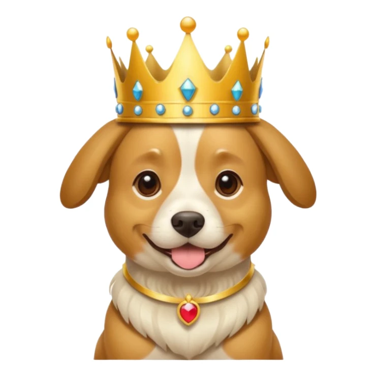 Dog wearing a crown sticker