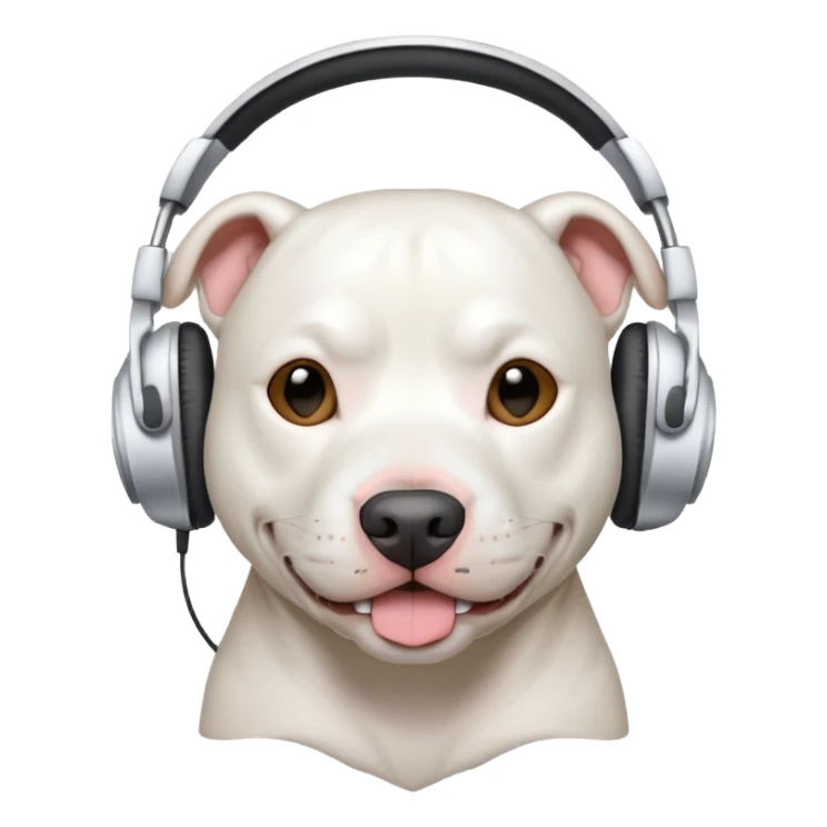 white pitbull head with headphones sticker