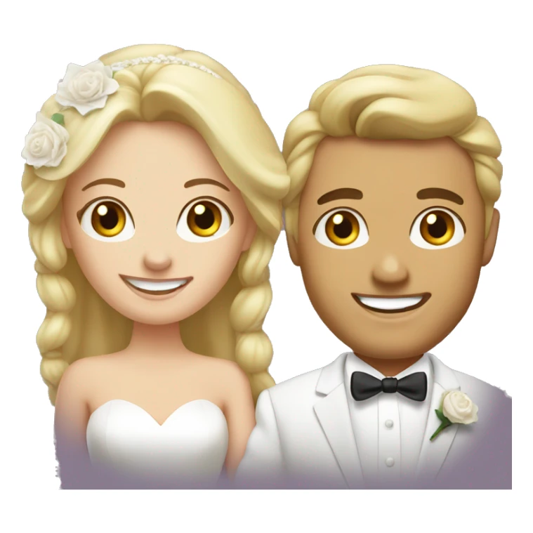 happy couple on wedding day, blond hair bride sticker