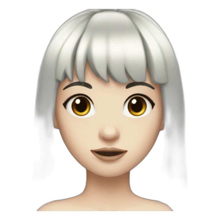 pale skinned girl with black hair bangs sticker