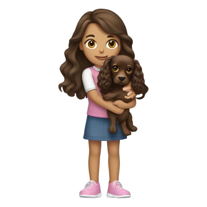 Brunette girl holding a cocker spaniel  sticker