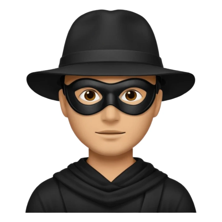 man with black hat and black mask sticker