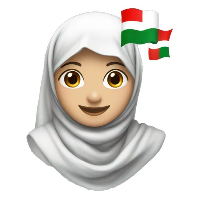 Smiling emoji with hijab with Lebanon flag colors sticker